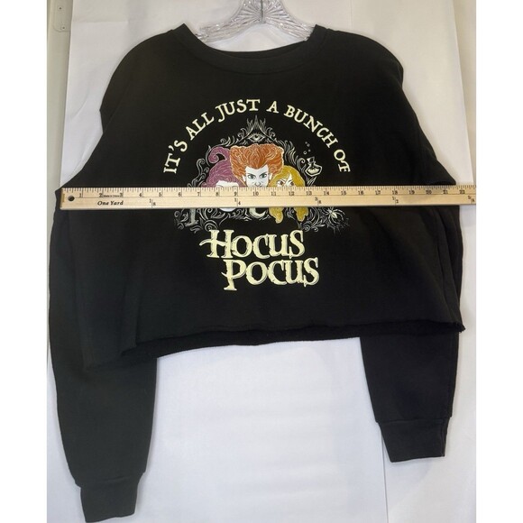 Disney Hocus Pocus XL Cropped Sweatshirt Black Sanderson Sisters Graphic - Picture 3 of 6